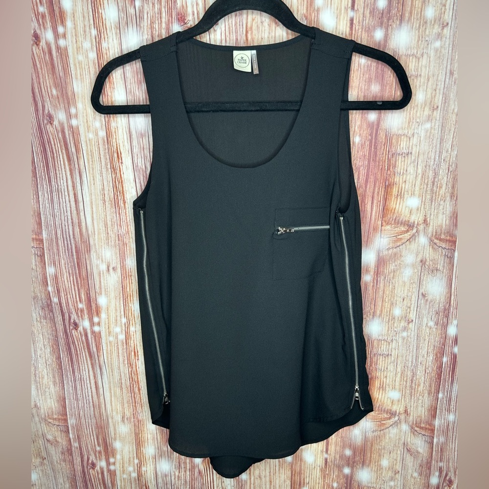 Paper Crane Moto Biker Style Tank Top Size Small Black